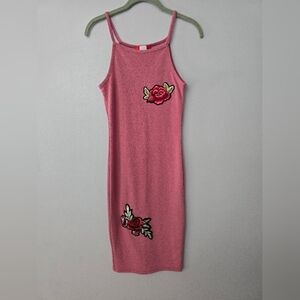 VTG Y2K Rainbow Floral Dress Small Pink Spaghetti Strap